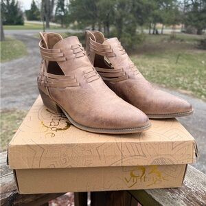 Buckle Vintage Brown Ankle Booties